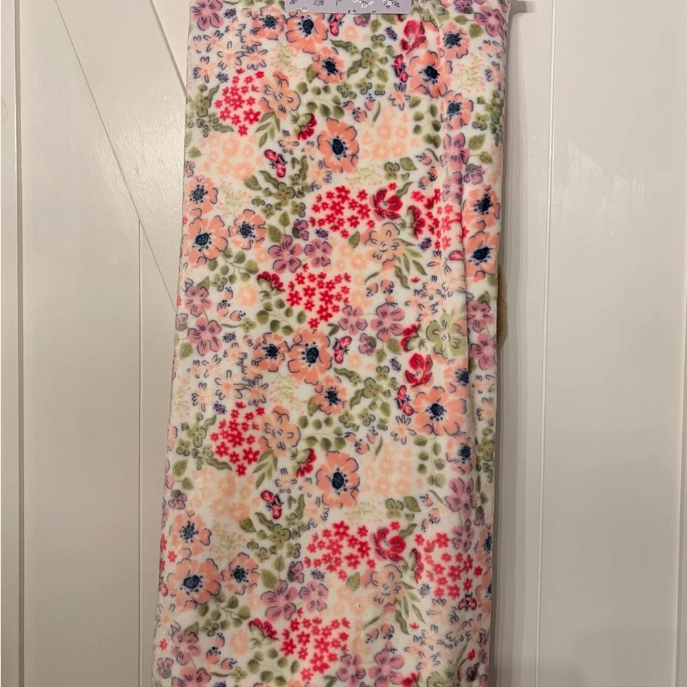 Easter Bunny Plush Bag and Floral Fleece Blanket Throw Gift Set Spring